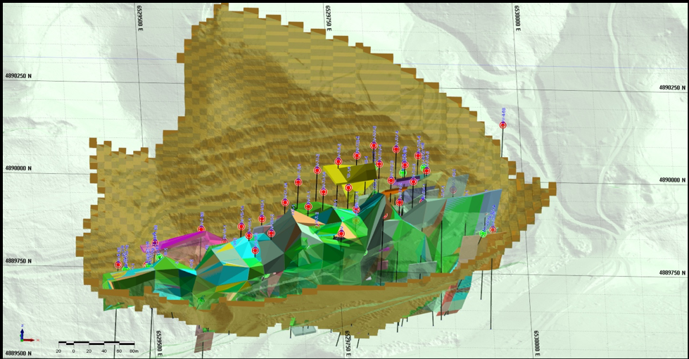 Figure 7: Ultimate undiscounted pit shell (looking north)